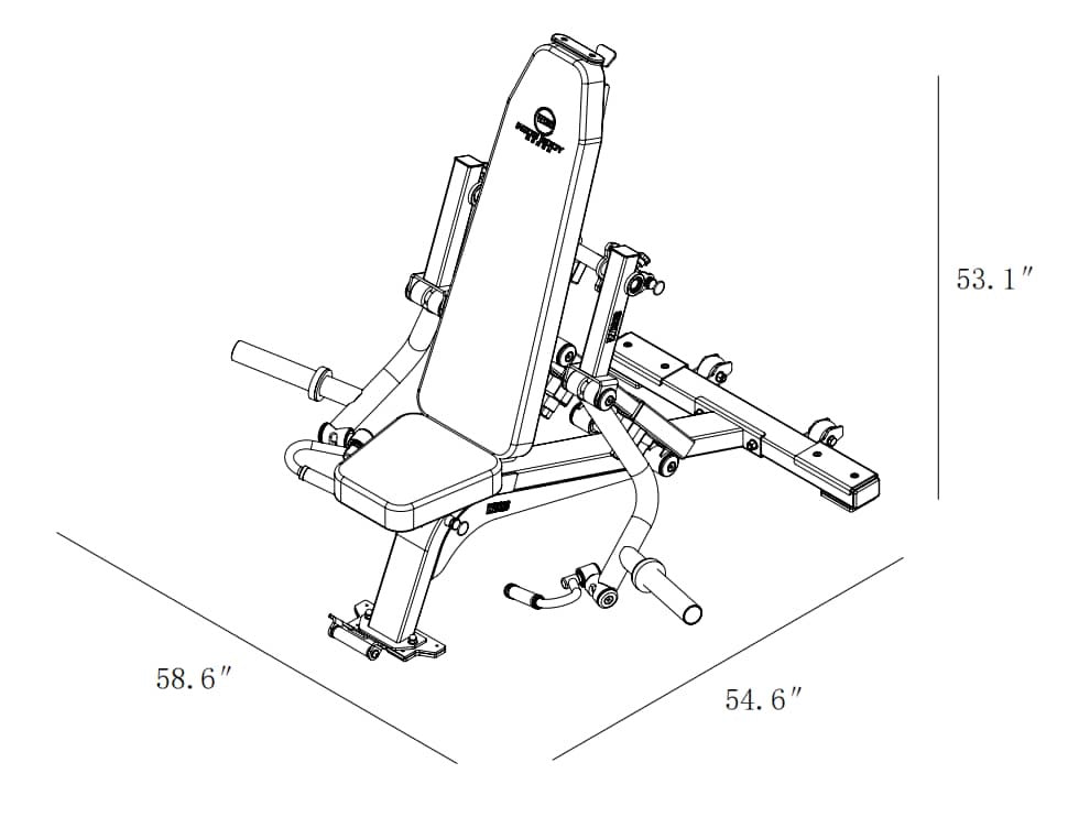 Bench and bicep attachment setup dimensions