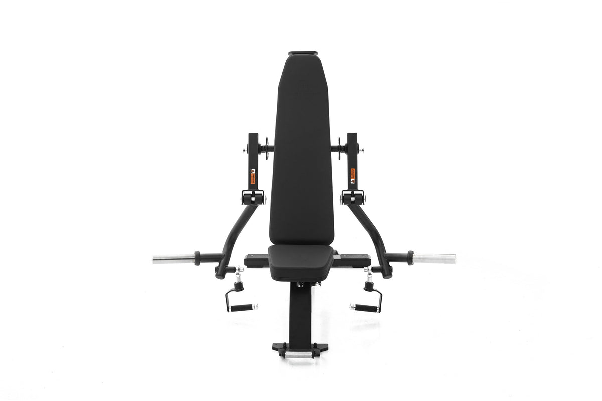Bicep attachment mounted on bench; bench sold separately