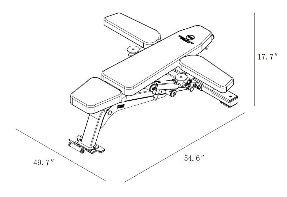 Bench dimensions with side pads extended